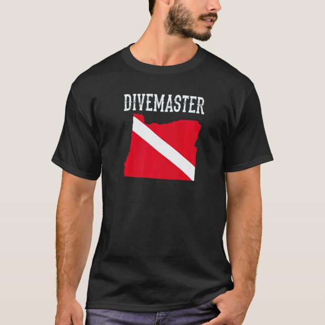 Oregon Divemaster Scuba Dykinstruktör Dykning Fla T Shirt (Framsida)