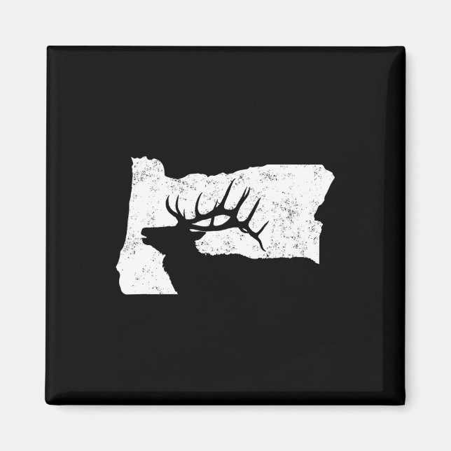 Oregon Elk Hunting Shirt - Bull Elk State Shape Magnet (Framsidan)