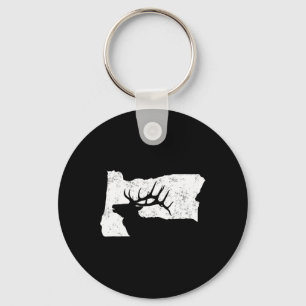 Oregon Elk Hunting Shirt - Bull Elk State Shape Nyckelring