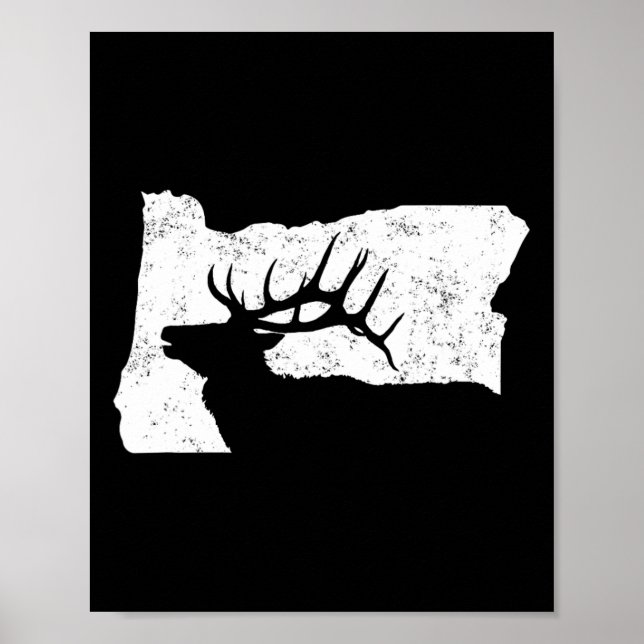 Oregon Elk Hunting Shirt - Bull Elk State Shape Poster (Framsidan)