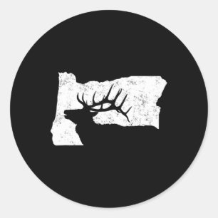 Oregon Elk Hunting Shirt - Bull Elk State Shape Runt Klistermärke