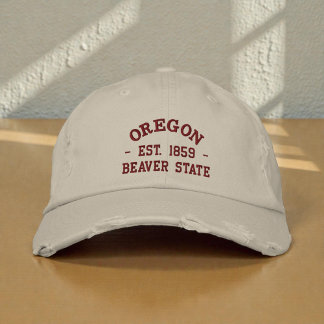 Oregon Est 1859 Beaver State Embroidered Cap Broderad Keps