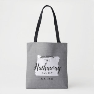 Oregon Family Monogram State Tote Bag Tygkasse