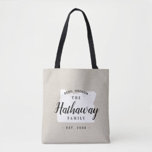 Oregon Family Monogram State Tote Bag Tygkasse