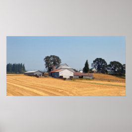 Oregon Farm och Harvested Wheat Fält Poster