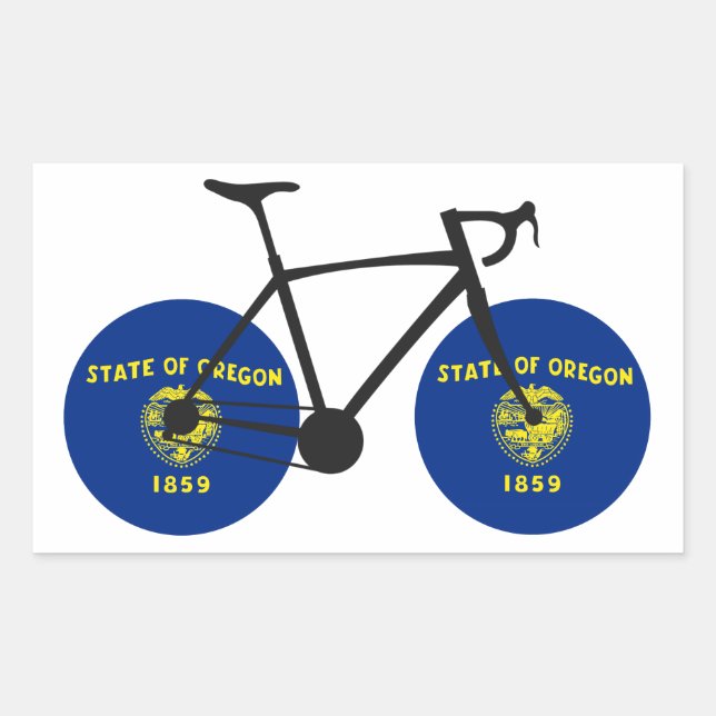 Oregon Flagga Cycling Rektangulärt Klistermärke (Framsida)