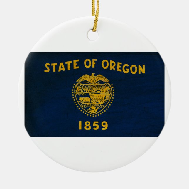 Oregon flagga julgransprydnad keramik (Framsidan)