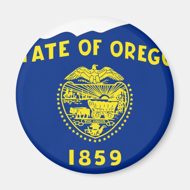 Oregon Flagga Karta Magnet (Framsidan)
