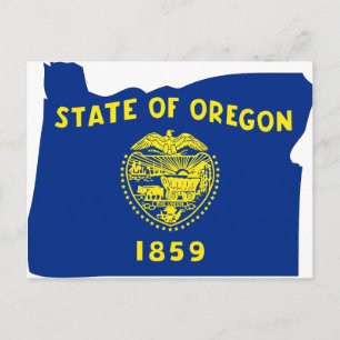 Oregon Flagga Karta Vykort