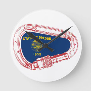 Oregon Flagga Kungabiner Rund Klocka