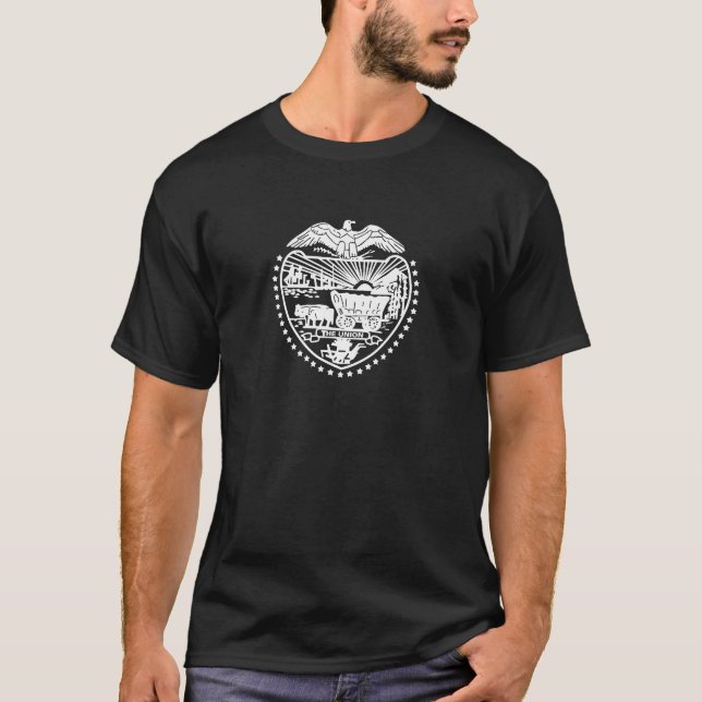 Oregon flagga Posterized i vit T Shirt (Framsida)