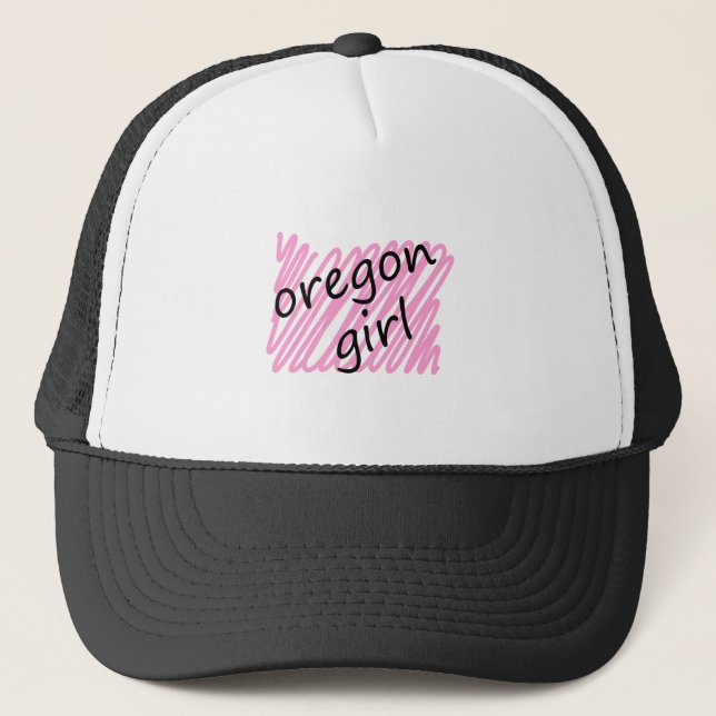 Oregon flicka med den klottrade Oregon kartan Truckerkeps (Framsida)