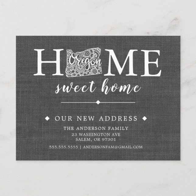 OREGON Flyttningsmeddelande Postkort Meddelande Vykort (Framsida)