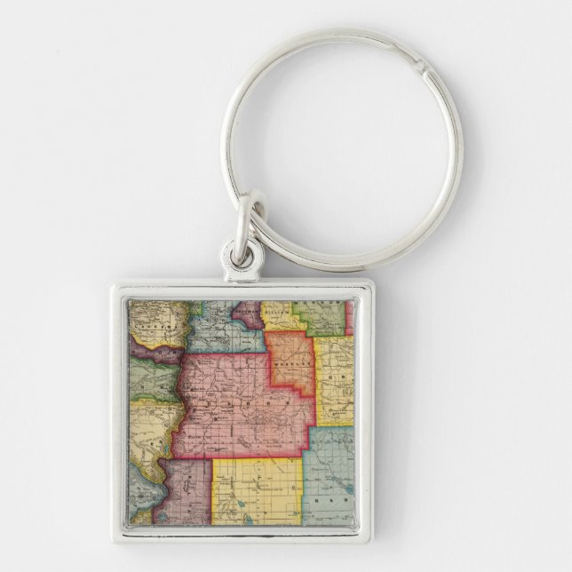 Oregon Fyrkantig Silverfärgad Nyckelring (Framsidan)