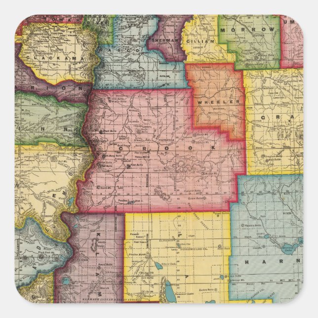 Oregon Fyrkantigt Klistermärke (Framsida)