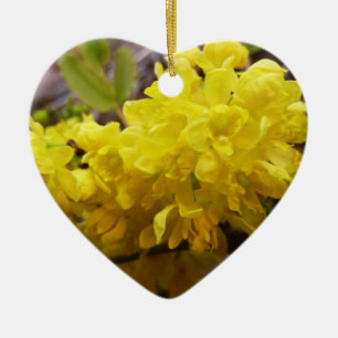 Oregon Grape Flowers Gult Wildblommor Julgransprydnad Keramik