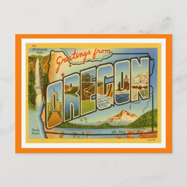 Oregon Hälsning från USA Stater Vykort (Framsida)