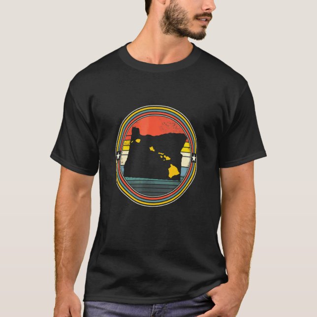 Oregon Hawaii Roots Origine State Karta Retro T Shirt (Framsida)