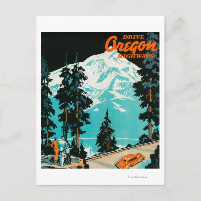 Oregon Highways Advertising Poster Vykort (Framsida)