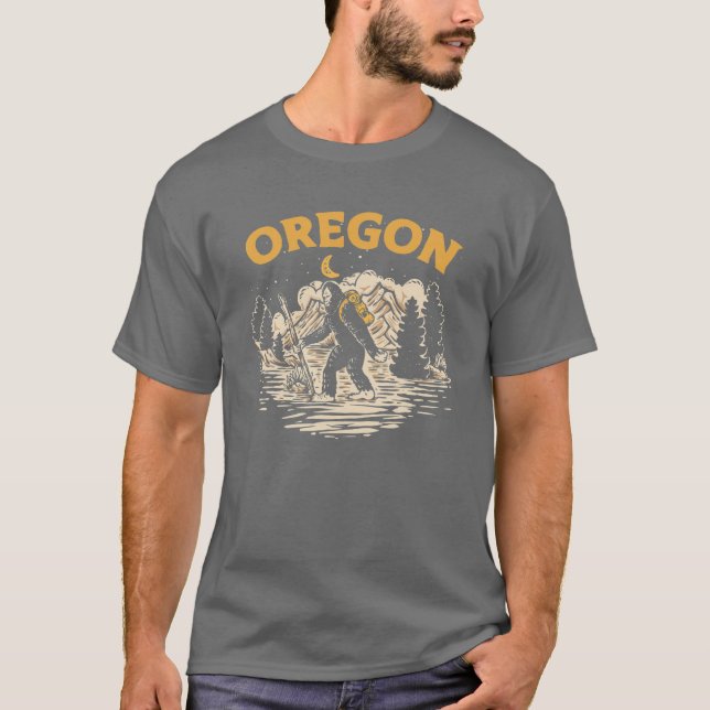 Oregon Hiking Bigfot Natt Stroll Mountain T Shirt (Framsida)