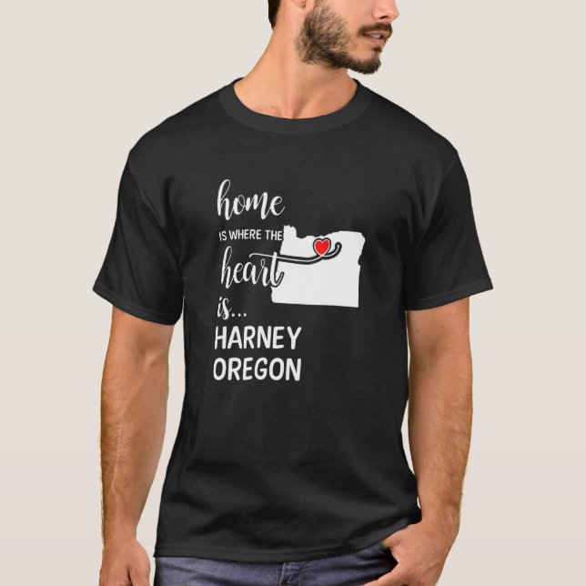 Oregon Home är där hjärtat är Harney County T Shirt (Framsida)