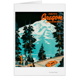 Oregon huvudvägar som annonserar affischen hälsningskort