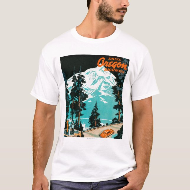 Oregon huvudvägar som annonserar affischen tee (Framsida)