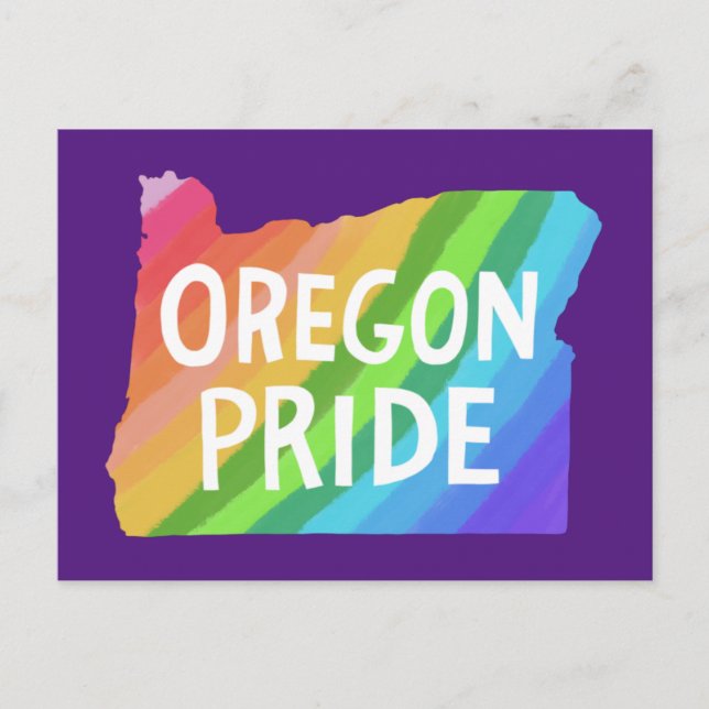 Oregon Illustrerad karta PRIDE RAINBOW  Vykort (Framsida)