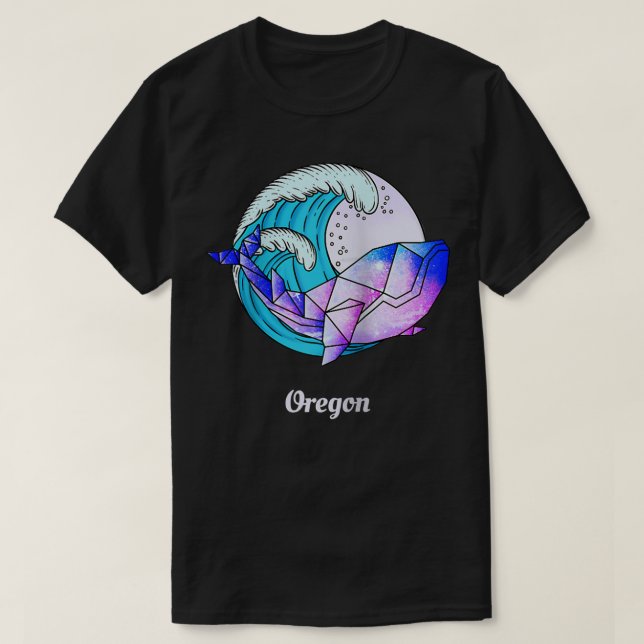 Oregon Japanese Paint Geometric Orca Killer Whale  T Shirt (Design framsida)