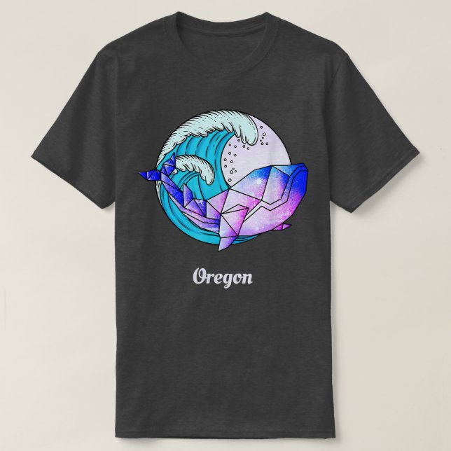 Oregon Japanese Paint Geometric Orca Killer Whale  T Shirt (Design framsida)