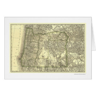 Oregon järnvägkarta 1876 hälsningskort