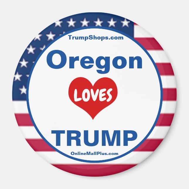 Oregon KÄRLEK TRUMP Patriotic Fridge Magnet (Framsidan)