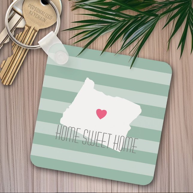 Oregon Karta Hemstat Kärlek med Anpassad Hjärtform Nyckelring (Personalized keychain)