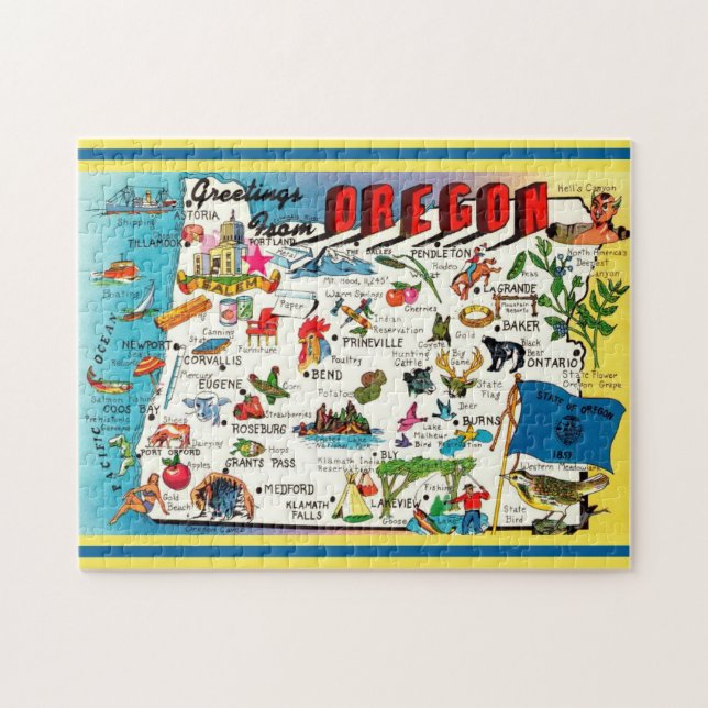 Oregon Karta Jigszle Puzzle Pussel (Horisontell)