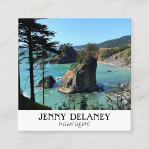 Oregon Kusten Beach Nature Ocean Photo Travel Fyrkantigt Visitkort