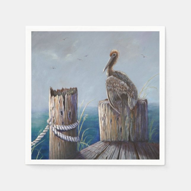 Oregon Kusten Brown Pelican Acrylic Ocean Art Pappersservett (Framsidan)