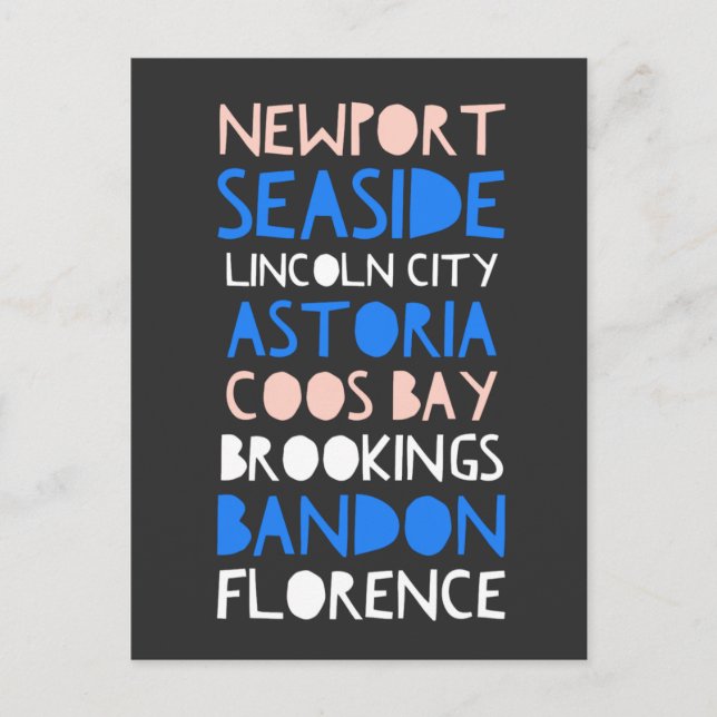 Oregon Kusten Cities Vykort (Framsida)