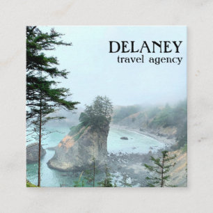 Oregon Kusten Foggy Beach Nature Photo Travel Fyrkantigt Visitkort