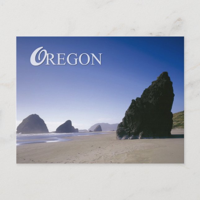 Oregon kusten med sten-bildningar vykort (Framsida)