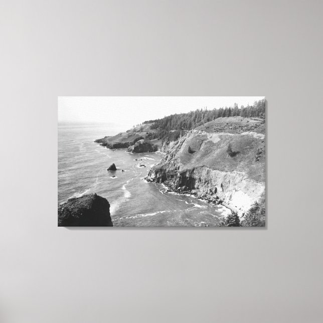 Oregon Kusten norr från Titta ut Cape Fowlweathe Canvastryck (Framsida)