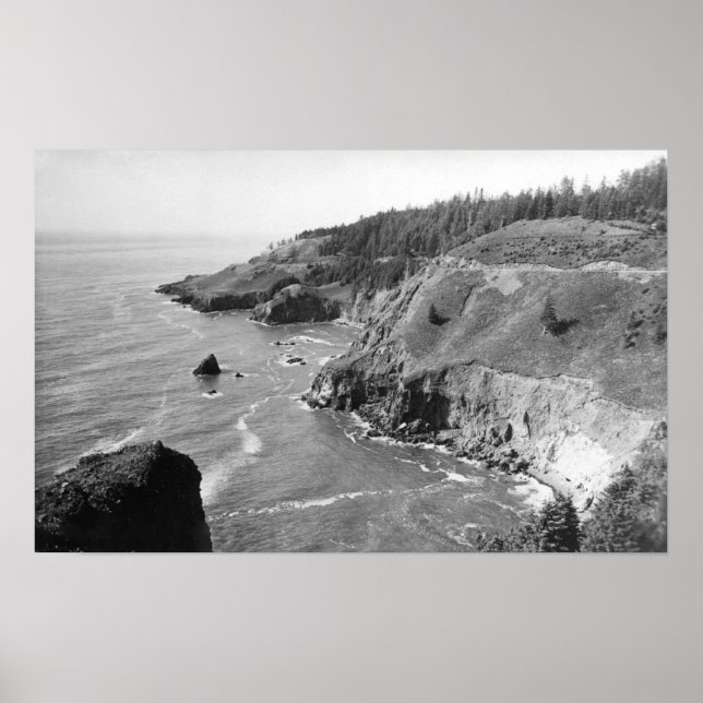Oregon Kusten norr från Titta ut Cape Fowlweathe Poster (Framsidan)