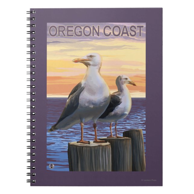 Oregon Kusten Sea Gulls Anteckningsbok (Framsidan)
