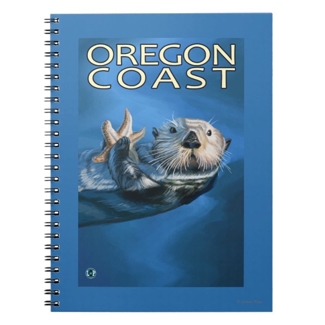 Oregon Kusten Sea Otter Anteckningsbok Med Spiral (Framsidan)