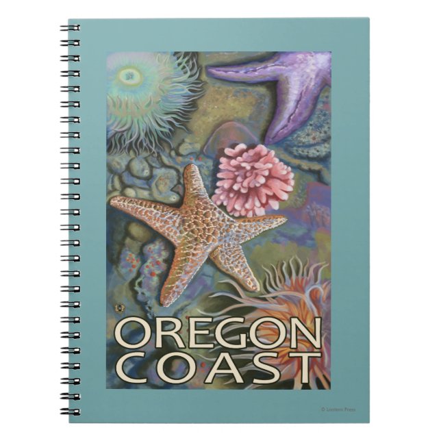 Oregon Kusten Tidepool Anteckningsbok Med Spiral (Framsidan)