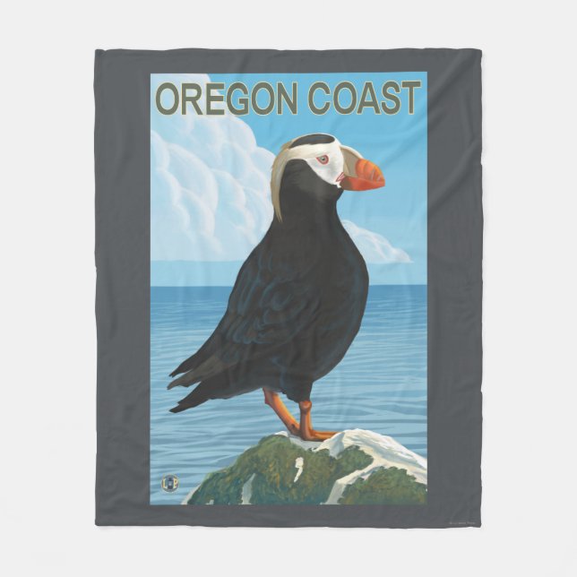 Oregon kusten Tufted Puffin Fleecefilt (Framsidan)