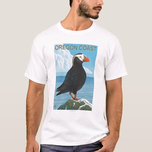Oregon kusten Tufted Puffin T-shirt (Framsida)