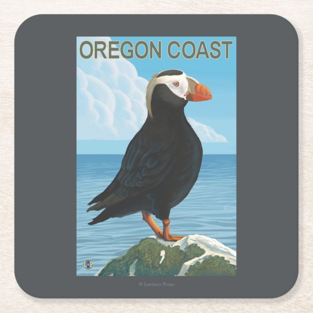 Oregon kusten Tufted Puffin Underlägg Papper Kvadrat (Framsidan)