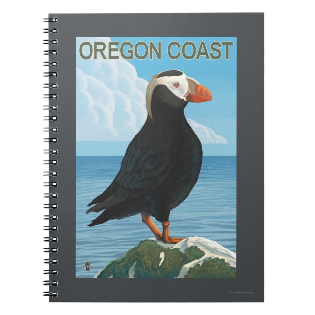 Oregon Kusten Tuftingpuffin Anteckningsbok (Framsidan)