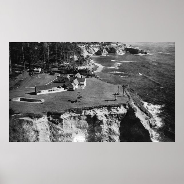 Oregon Kusten Väster Shore Manor Otter Sten Poster (Framsidan)