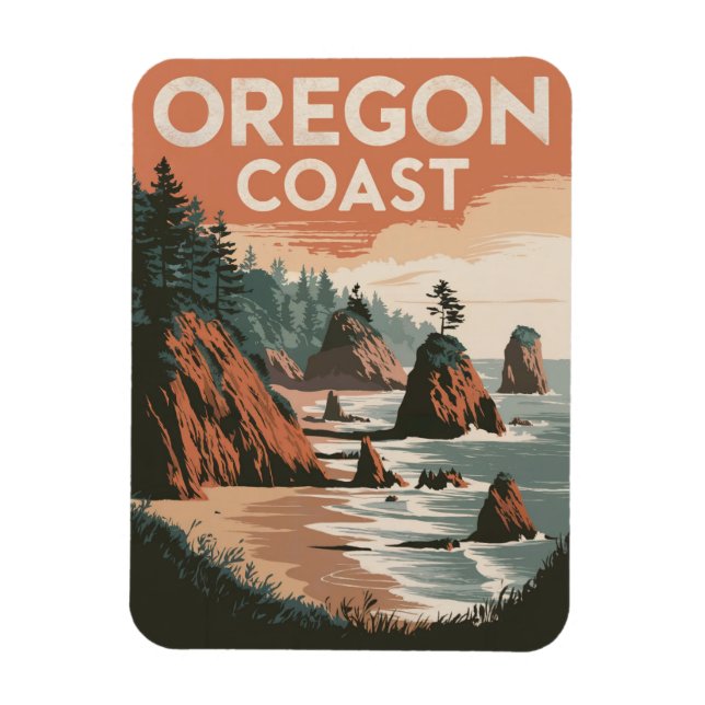 Oregon Kusten Vintage Magnet (Vertikal)